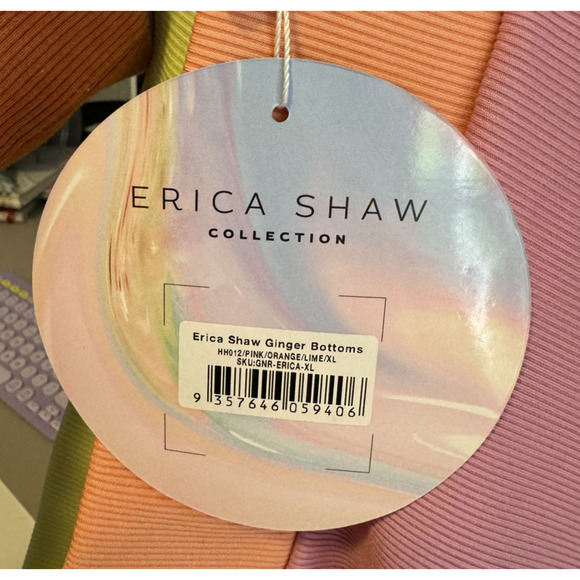 Infamous Swim X Eric Shaw Women's Pink Orange Lime Ginger Bottoms Size XL NEW - Picture 4 of 4